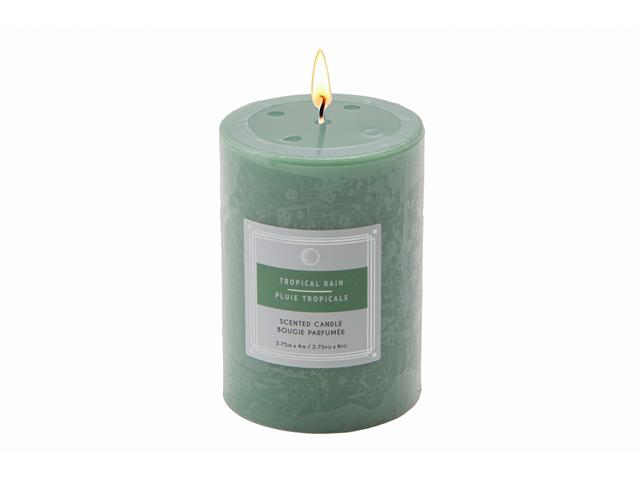 2.75" X 4" SCENTED PILLAR CANDLE (TROPICAL RAIN) (8/DISP)